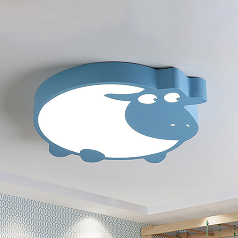 Metal Acrylic Sheep Ceiling Light Boys Girls Bedroom Macaron Stylish LED Flushmount Light Blue Clearhalo 'Ceiling Lights' 'Close To Ceiling Lights' 'Close to ceiling' 'Flush mount' Lighting' 267194