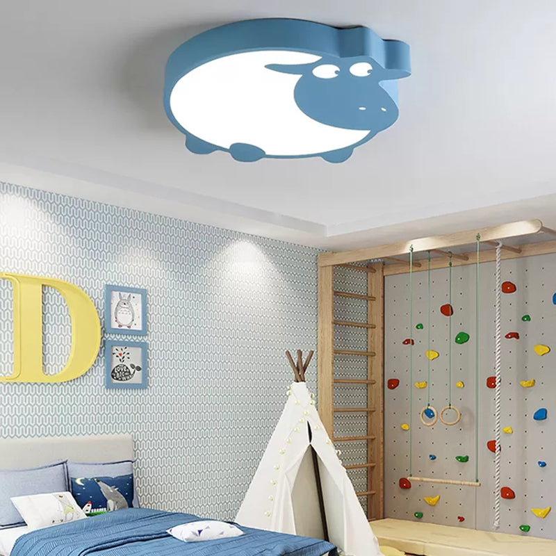 Metal Acrylic Sheep Ceiling Light Boys Girls Bedroom Macaron Stylish LED Flushmount Light Clearhalo 'Ceiling Lights' 'Close To Ceiling Lights' 'Close to ceiling' 'Flush mount' Lighting' 267196