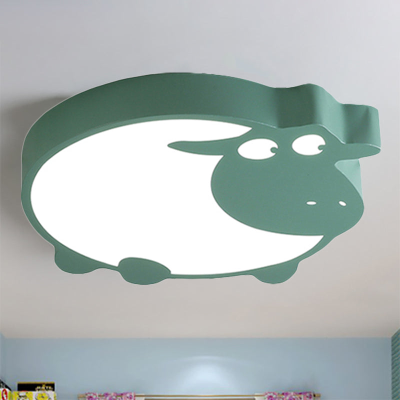 Metal Acrylic Sheep Ceiling Light Boys Girls Bedroom Macaron Stylish LED Flushmount Light Green Clearhalo 'Ceiling Lights' 'Close To Ceiling Lights' 'Close to ceiling' 'Flush mount' Lighting' 267202