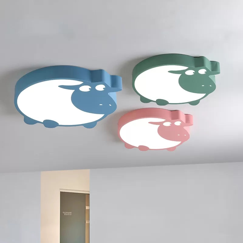 Metal Acrylic Sheep Ceiling Light Boys Girls Bedroom Macaron Stylish LED Flushmount Light Clearhalo 'Ceiling Lights' 'Close To Ceiling Lights' 'Close to ceiling' 'Flush mount' Lighting' 267205