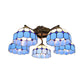 5 Heads Scalloped Ceiling Light Tiffany Stained Glass Semi Flush Light in Antique Bronze for Bedroom Clearhalo 'Ceiling Lights' 'Close To Ceiling Lights' 'Close to ceiling' 'Glass shade' 'Glass' 'Island Lights' 'Semi-flushmount' 'Tiffany close to ceiling' 'Tiffany' Lighting' 267353
