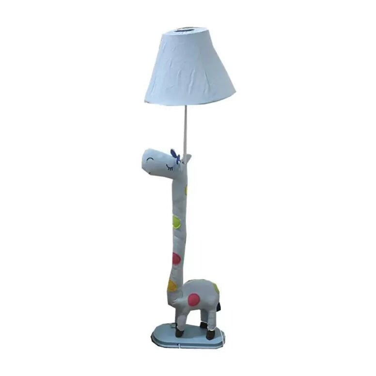 Giraffe Shaped Floor Light with Tapered Shade 1 Light Animal Fabric Floor Lamp for Bedroom Blue Clearhalo 'Floor Lamps' 'Lamps' Lighting' 26737