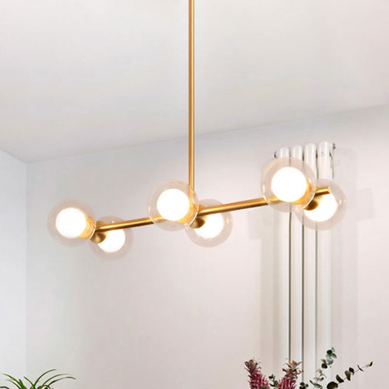 Clear/White Bubble Island Light Fixture 6 Bulbs Post Modern Glass Shade Hanging Light Clear Clearhalo 'Ceiling Lights' 'Glass shade' 'Glass' 'Island Lights' Lighting' 267421