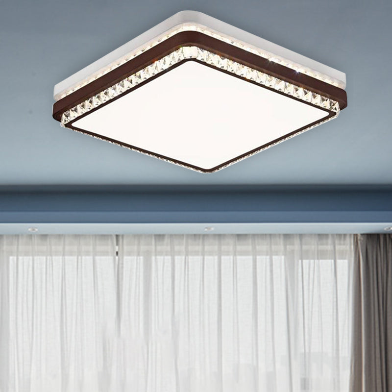 Coffee LED Ceiling Mount Simple Acrylic Rectangle/Square/Round Flush Light Fixture for Living Room in 3 Color Light/Remote Control Stepless Dimming Clearhalo 'Ceiling Lights' 'Close To Ceiling Lights' 'Close to ceiling' 'Flush mount' Lighting' 267528