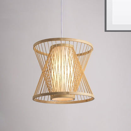 Cone Suspension Pendant Contemporary Bamboo 1 Bulb Wood Hanging Light Kit for Restaurant, 14"/16"/19.5" Wide Wood Clearhalo 'Ceiling Lights' 'Pendant Lights' 'Pendants' Lighting' 267539_b2aab20d-67ca-46b1-b57e-55cbbf2ca8d0