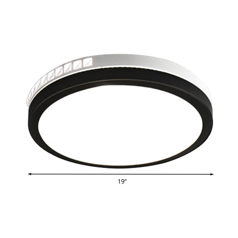 16"/19" W LED Round Flush Mount Lamp Simple Black Crystal Ceiling Mounted Fixture in Warm/White/3 Color Light Clearhalo 'Ceiling Lights' 'Close To Ceiling Lights' 'Close to ceiling' 'Flush mount' Lighting' 267585