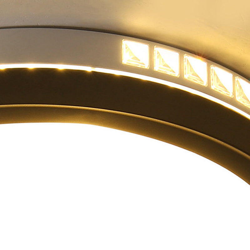 16"/19" W LED Round Flush Mount Lamp Simple Black Crystal Ceiling Mounted Fixture in Warm/White/3 Color Light Clearhalo 'Ceiling Lights' 'Close To Ceiling Lights' 'Close to ceiling' 'Flush mount' Lighting' 267586