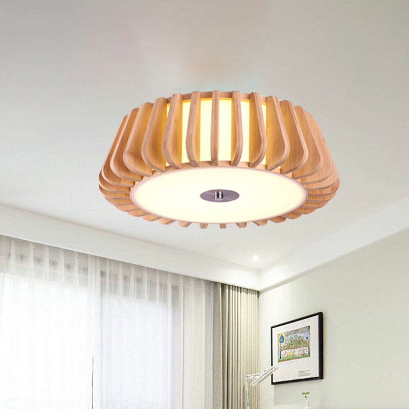 Tapered Flush Light Modernism Bamboo 19.5"/23.5" Wide 1 Bulb Wood Ceiling Mounted Fixture Clearhalo 'Ceiling Lights' 'Close To Ceiling Lights' 'Close to ceiling' 'Flush mount' Lighting' 267875