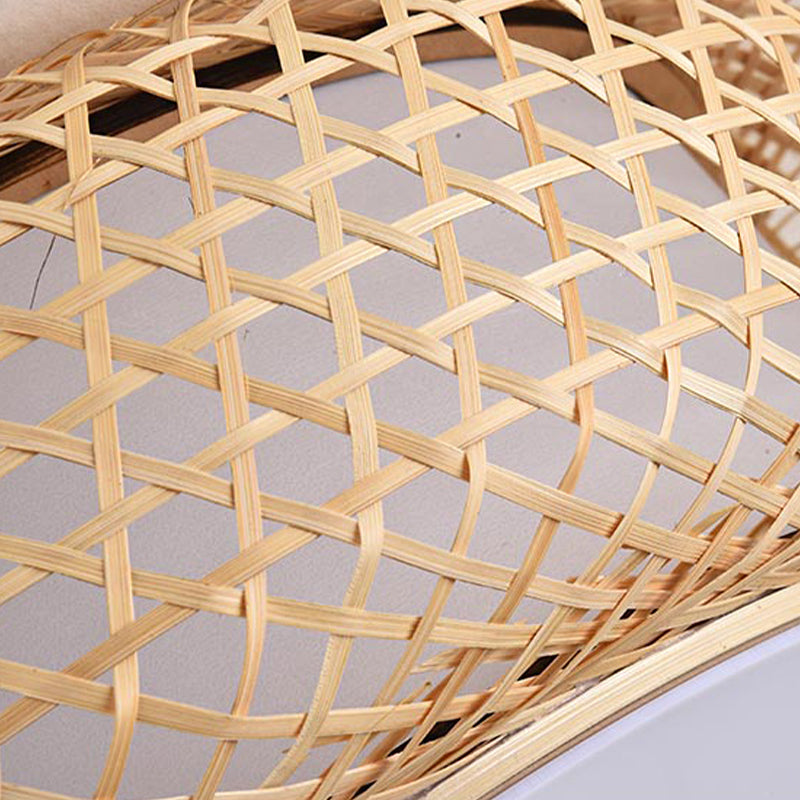 Wood Cylinder/Donut Flush Mount Lamp Traditionary Bamboo LED Ceiling Mounted Light for Living Room Clearhalo 'Ceiling Lights' 'Close To Ceiling Lights' 'Close to ceiling' 'Flush mount' Lighting' 267895