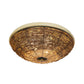 Bowl Flush Ceiling Lamp Tradition Rattan Wood 3 Bulbs Ceiling Light Fixture, 12.5"/16.5" Wide Clearhalo 'Ceiling Lights' 'Close To Ceiling Lights' 'Close to ceiling' 'Flush mount' Lighting' 267900