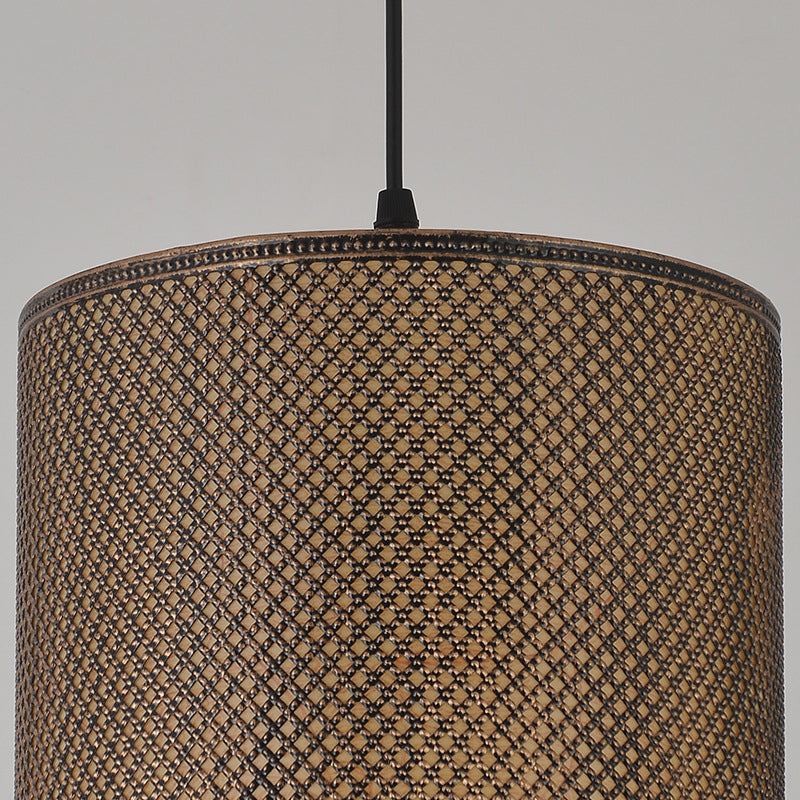Metal Cylinder Ceiling Light Modernist 1 Bulb Bronze Pendant Light Fixture with Beige Cylinder Parchment Shade Clearhalo 'Ceiling Lights' 'Pendant Lights' 'Pendants' Lighting' 268042