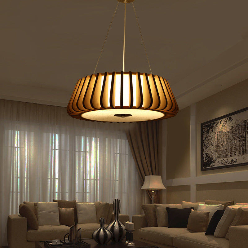 19.5"/23.5" Wide Tapered Suspension Lighting Traditional Wood 1 Bulb Nickel Hanging Ceiling Light Clearhalo 'Carpenter Chandeliers' 'Ceiling Lights' 'Chandeliers' 'Industrial' 'Modern Chandeliers' 'Modern' Lighting' 268052