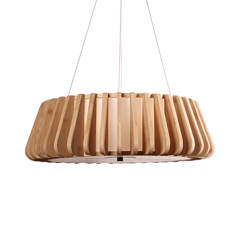 19.5"/23.5" Wide Tapered Suspension Lighting Traditional Wood 1 Bulb Nickel Hanging Ceiling Light Clearhalo 'Carpenter Chandeliers' 'Ceiling Lights' 'Chandeliers' 'Industrial' 'Modern Chandeliers' 'Modern' Lighting' 268053