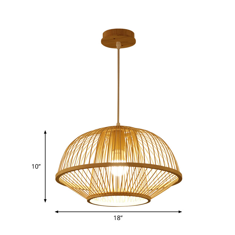 1 Bulb Pear/Urn Pendant Lighting Contemporary Bamboo Hanging Light Fixture in Wood Clearhalo 'Ceiling Lights' 'Pendant Lights' 'Pendants' Lighting' 268092