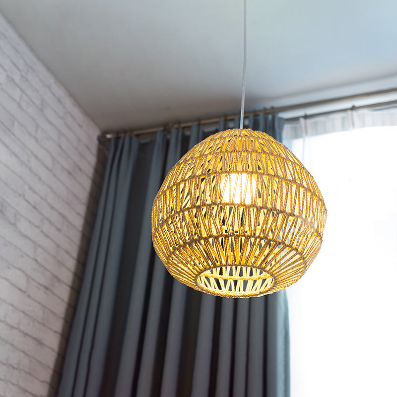 1 Bulb Oval/Lantern Pendant Lighting Tradition Rattan Wood Hanging Lamp Kit for Restaurant Wood Oval Clearhalo 'Ceiling Lights' 'Pendant Lights' 'Pendants' Lighting' 268220_3bf90cb7-c70c-44dd-9e00-7e0312aaf328