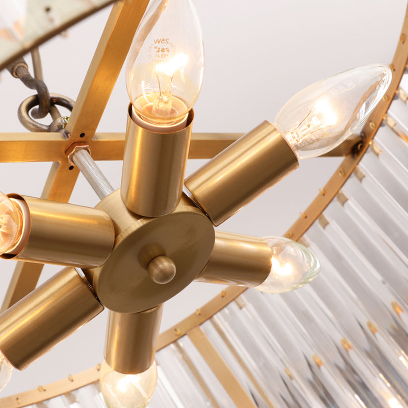 16"/19.5" Wide Circular Ceiling Mounted Light Mid-Century Metal and Crystal 4/5 Heads Flush Mount Light Fixture in Brass Clearhalo 'Ceiling Lights' 'Close To Ceiling Lights' 'Close to ceiling' 'Flush mount' Lighting' 268252