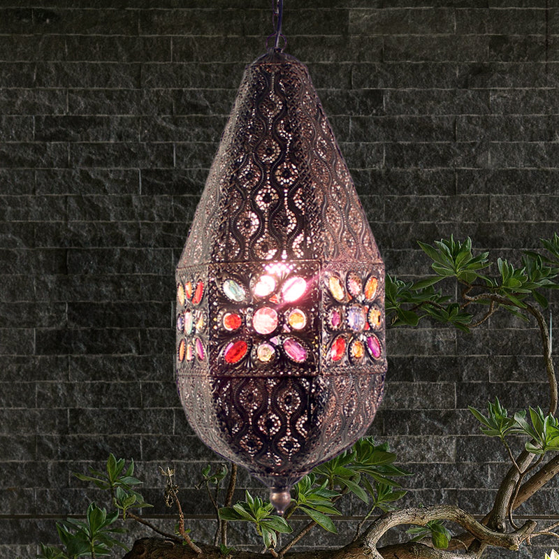 Teardrop Pendant Light Bohemia Metal 1 Light Ceiling Lamp Pendant in Antique Bronze/Copper for Bar Clearhalo 'Ceiling Lights' 'Pendant Lights' 'Pendants' Lighting' 268303