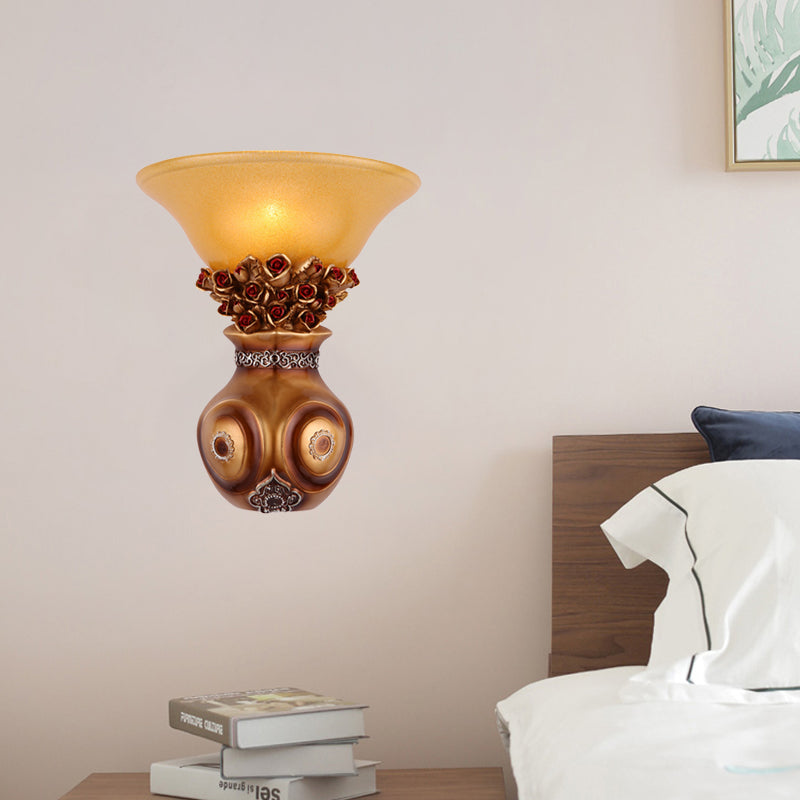 Vintage Vase Wall Sconce Light 1 Head Resin Bronze Finish Wall Mount