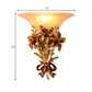 Pink/Gold 1 Light Wall Sconce Retro Resin Floral Wall Mounted Lamp with Trumpet Glass Shade Clearhalo 'Wall Lamps & Sconces' 'Wall Lights' Lighting' 268353
