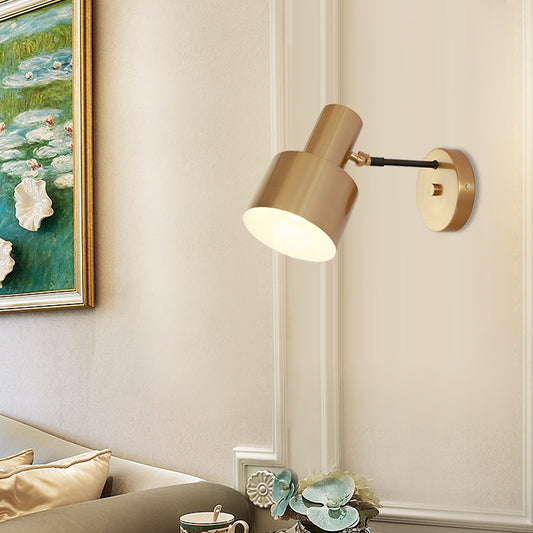1 Bulb Round Wall Lamp Modernist Gold Finish Iron Wall Sconce Light with Adjustable Arm Clearhalo 'Wall Lamps & Sconces' 'Wall Lights' Lighting' 268361