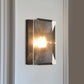 Metal Rectangle Wall Sconce Light Minimalist 1 Head Black/Brass Finish Wall Lighting with Clear/Frostwork Crystal Panel Shade Black Clear Clearhalo 'Wall Lamps & Sconces' 'Wall Lights' Lighting' 268540