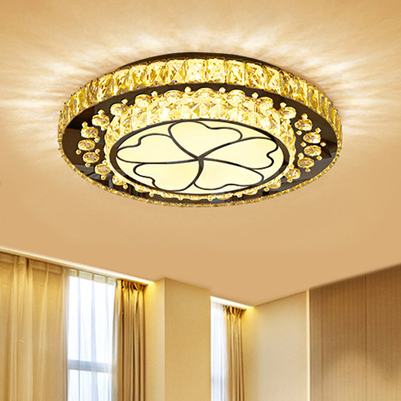 Tiered Crystal Flush Light Contemporary White LED Ceiling Lighting in Third Gear Clearhalo 'Ceiling Lights' 'Close To Ceiling Lights' 'Close to ceiling' 'Flush mount' Lighting' 268621