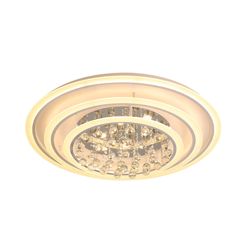 White Round Ceiling Lamp Simple Acrylic and Crystal Ball LED Flush Mount Light in White Light/Remote Control Stepless Dimming Clearhalo 'Ceiling Lights' 'Close To Ceiling Lights' 'Close to ceiling' 'Flush mount' Lighting' 268767