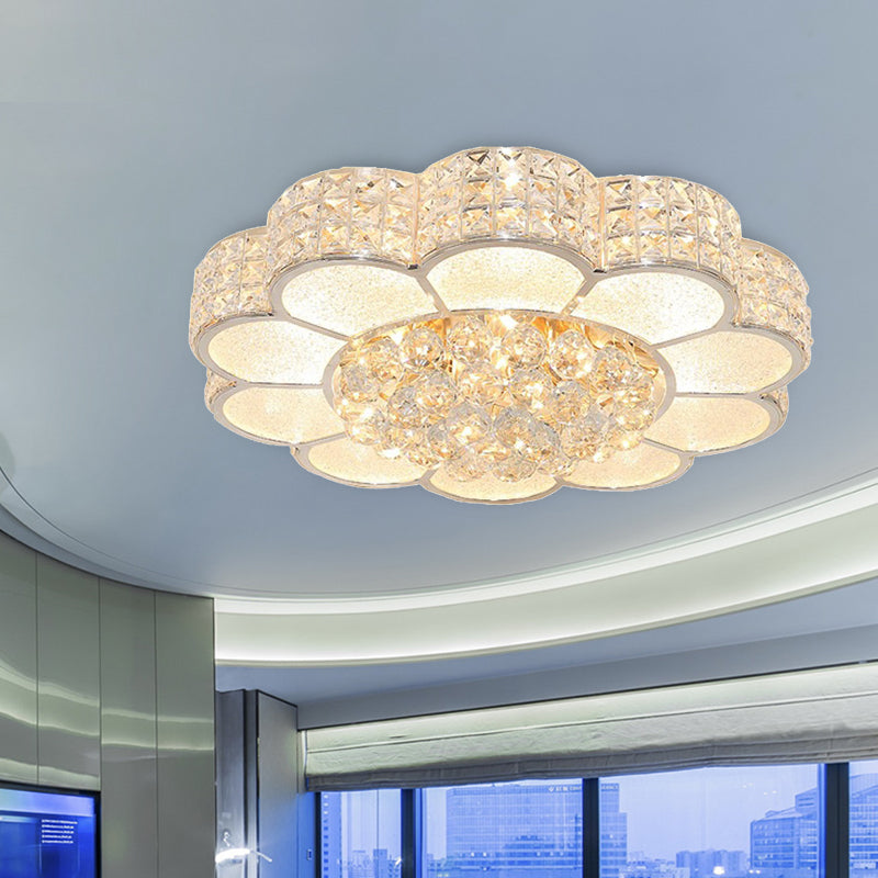 Flower Bedroom Ceiling Fixture Clear Crystal Block Simple Style LED Flush Mount Light in 3 Color Light Clear Clearhalo 'Ceiling Lights' 'Close To Ceiling Lights' 'Close to ceiling' 'Flush mount' Lighting' 268781