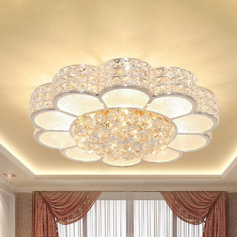 Flower Bedroom Ceiling Fixture Clear Crystal Block Simple Style LED Flush Mount Light in 3 Color Light Clearhalo 'Ceiling Lights' 'Close To Ceiling Lights' 'Close to ceiling' 'Flush mount' Lighting' 268782