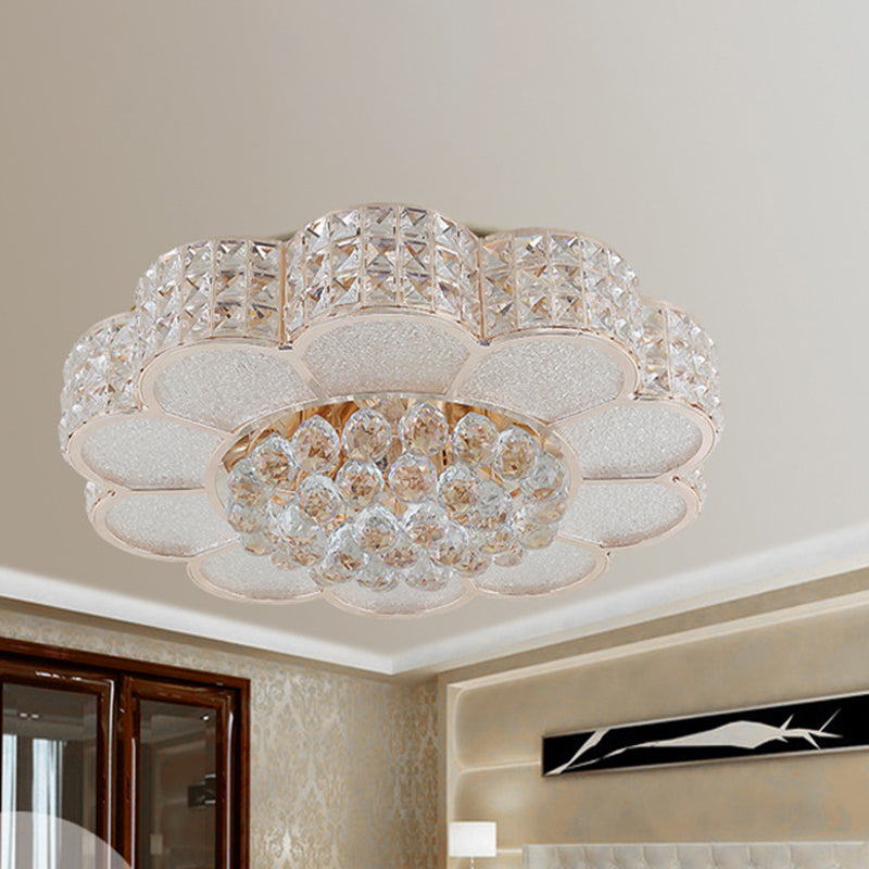 Flower Bedroom Ceiling Fixture Clear Crystal Block Simple Style LED Flush Mount Light in 3 Color Light Clearhalo 'Ceiling Lights' 'Close To Ceiling Lights' 'Close to ceiling' 'Flush mount' Lighting' 268783