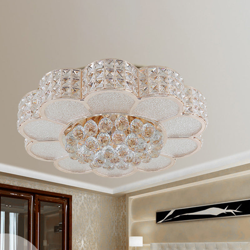 Flower Bedroom Ceiling Fixture Clear Crystal Block Simple Style LED Flush Mount Light in 3 Color Light Clearhalo 'Ceiling Lights' 'Close To Ceiling Lights' 'Close to ceiling' 'Flush mount' Lighting' 268783