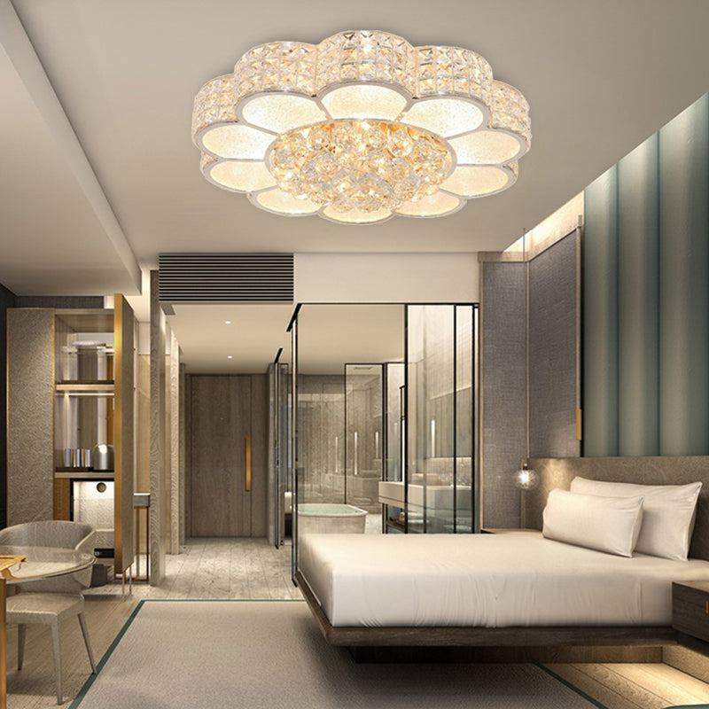 Flower Bedroom Ceiling Fixture Clear Crystal Block Simple Style LED Flush Mount Light in 3 Color Light Clearhalo 'Ceiling Lights' 'Close To Ceiling Lights' 'Close to ceiling' 'Flush mount' Lighting' 268784