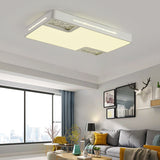 Rectangle Ceiling Light Fixture Modern Acrylic White LED Flush Mounted Light with Crystal Beaded Accent Clearhalo 'Ceiling Lights' 'Close To Ceiling Lights' 'Close to ceiling' 'Flush mount' Lighting' 268809