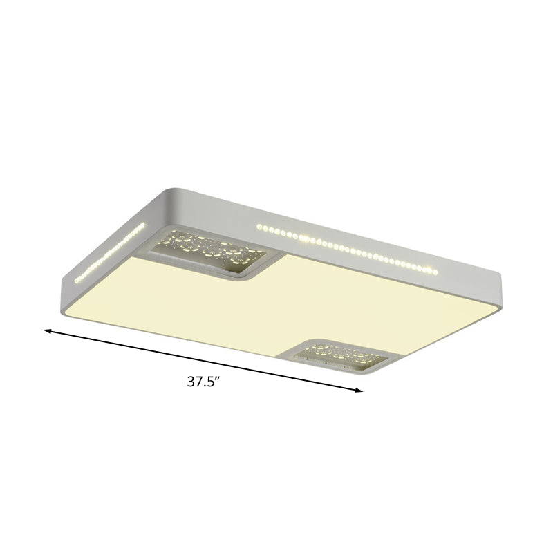 Rectangle Ceiling Light Fixture Modern Acrylic White LED Flush Mounted Light with Crystal Beaded Accent Clearhalo 'Ceiling Lights' 'Close To Ceiling Lights' 'Close to ceiling' 'Flush mount' Lighting' 268811