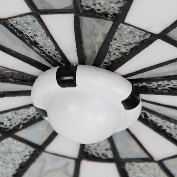 Round Ceiling Light Rustic Stained Glass 1 Light Flushmount Ceiling Light in Blue/White for Bedroom Clearhalo 'Ceiling Lights' 'Close To Ceiling Lights' 'Close to ceiling' 'Flush mount' Lighting' 26882