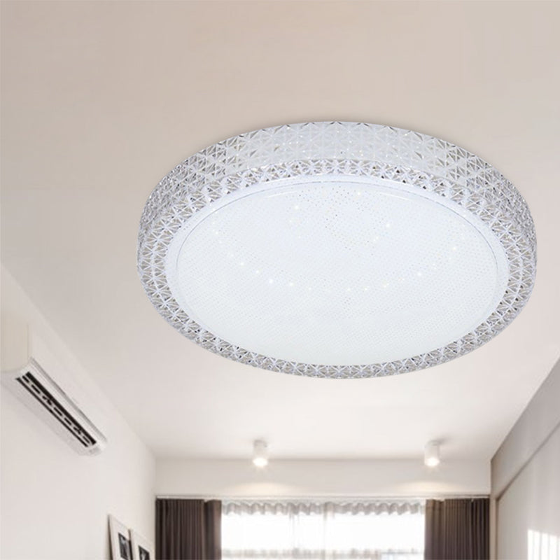 Simple Style Disk Flush Mounted Light Crystal Bedroom LED Ceiling Light Fixture in White White Clearhalo 'Ceiling Lights' 'Close To Ceiling Lights' 'Close to ceiling' 'Flush mount' Lighting' 268855