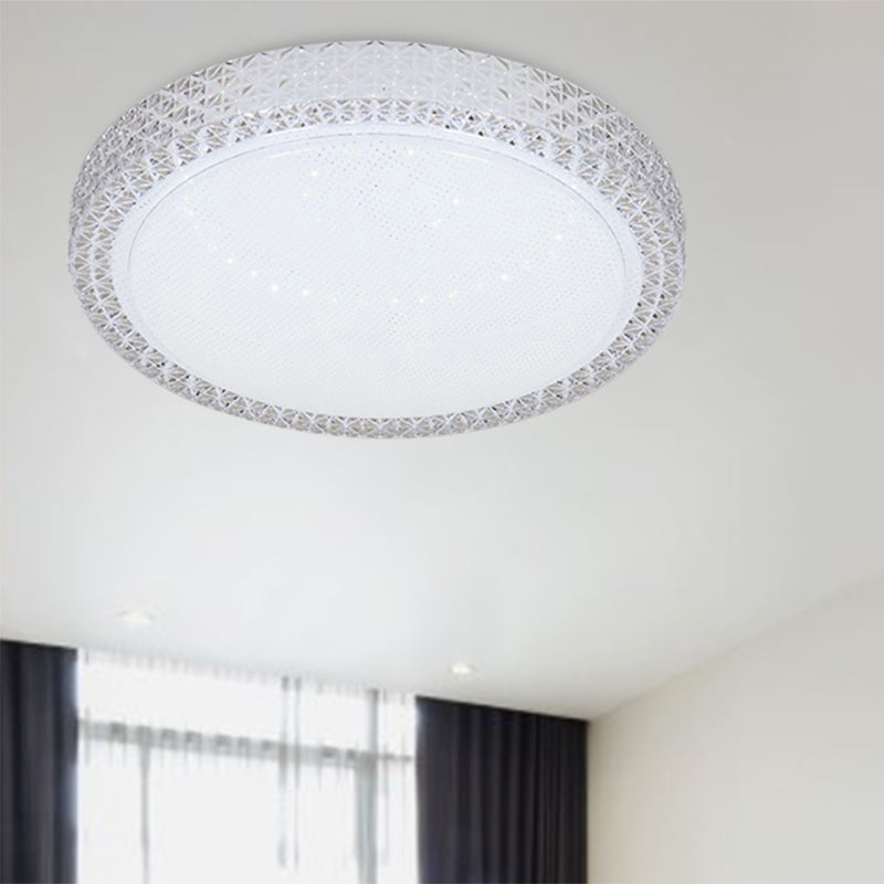 Simple Style Disk Flush Mounted Light Crystal Bedroom LED Ceiling Light Fixture in White Clearhalo 'Ceiling Lights' 'Close To Ceiling Lights' 'Close to ceiling' 'Flush mount' Lighting' 268857