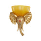 Colonial Bowl Wall Mount Lighting Amber Glass 1 Head Wall Mounted Lamp with White/Gold Elephant Nose toward Left/Right Clearhalo 'Wall Lamps & Sconces' 'Wall Lights' Lighting' 268905