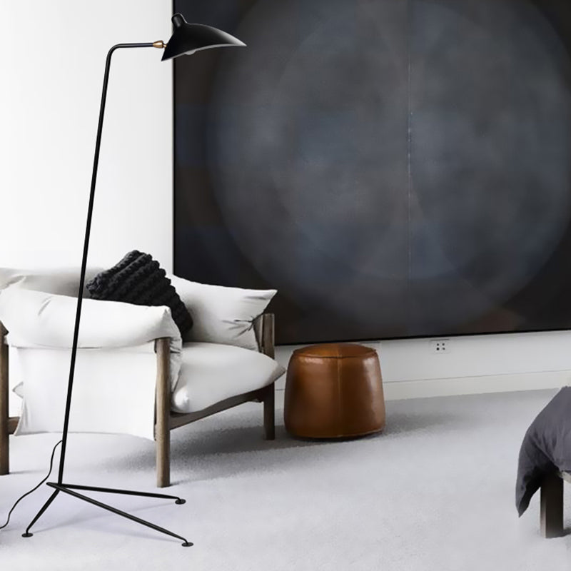 1/3-Light Living Room Floor Lamp with Duckbill Metal Shade Modern Style Black Finish Floor Standing Lamp Black Clearhalo 'Floor Lamps' 'Lamps' Lighting' 268929