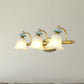 Modernism Armed Vanity Light Metal 2/3 Heads Wall Mounted Lamp in Brass with Flower Milk Glass Shade Clearhalo 'Wall Lamps & Sconces' 'Wall Lights' Lighting' 269010