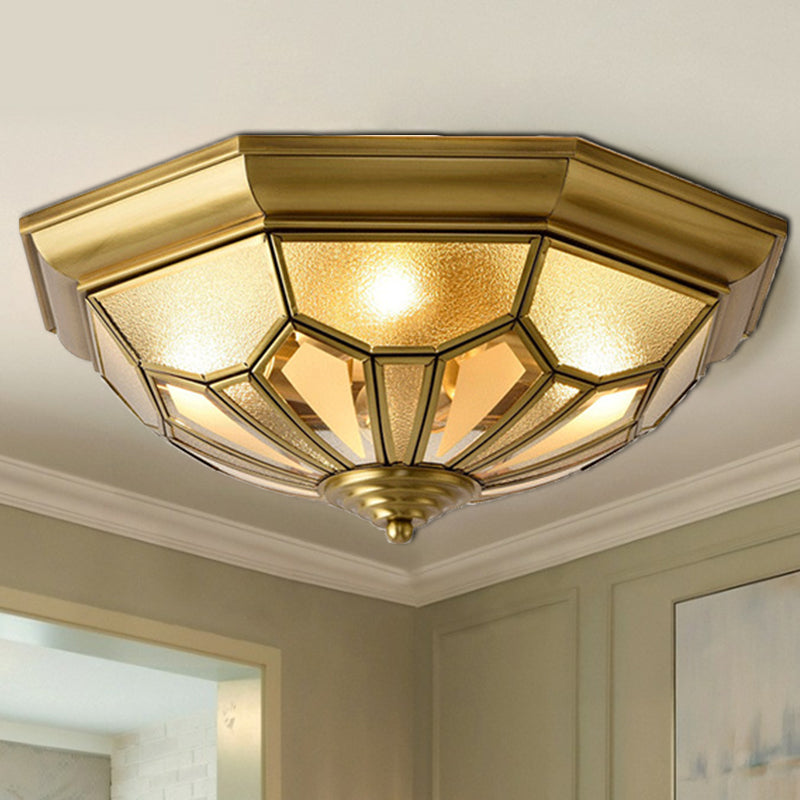 Dome Flush Light Fixture Vintage Metal 4 Heads Brass Ceiling Mounted Light for Living Room Clearhalo 'Ceiling Lights' 'Close To Ceiling Lights' 'Close to ceiling' 'Flush mount' Lighting' 269031
