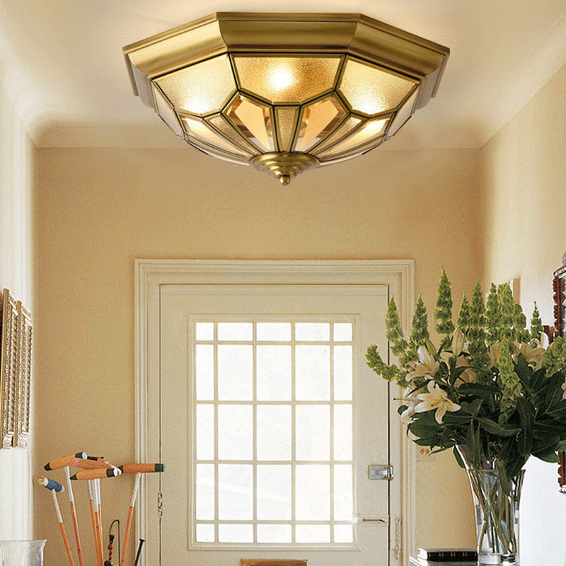 Dome Flush Light Fixture Vintage Metal 4 Heads Brass Ceiling Mounted Light for Living Room Clearhalo 'Ceiling Lights' 'Close To Ceiling Lights' 'Close to ceiling' 'Flush mount' Lighting' 269032