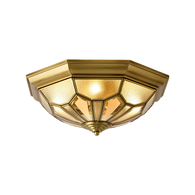 Dome Flush Light Fixture Vintage Metal 4 Heads Brass Ceiling Mounted Light for Living Room Clearhalo 'Ceiling Lights' 'Close To Ceiling Lights' 'Close to ceiling' 'Flush mount' Lighting' 269033