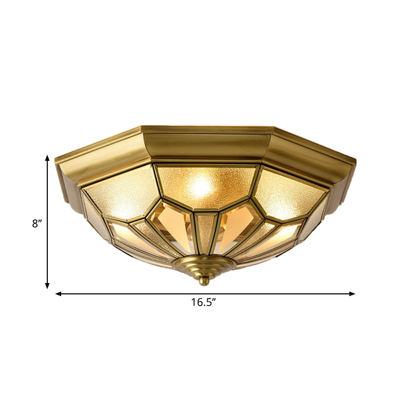 Dome Flush Light Fixture Vintage Metal 4 Heads Brass Ceiling Mounted Light for Living Room Clearhalo 'Ceiling Lights' 'Close To Ceiling Lights' 'Close to ceiling' 'Flush mount' Lighting' 269034