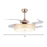 Crystal Round Ceiling Fan Light Contemporary LED Ceiling Mounted Fixture in Silver/Gold with Remote Control/Wall Control/Remote Control and Wall Control Clearhalo 'Ceiling Fans with Lights' 'Ceiling Fans' 'Modern Ceiling Fans' 'Modern' Lighting' 269111
