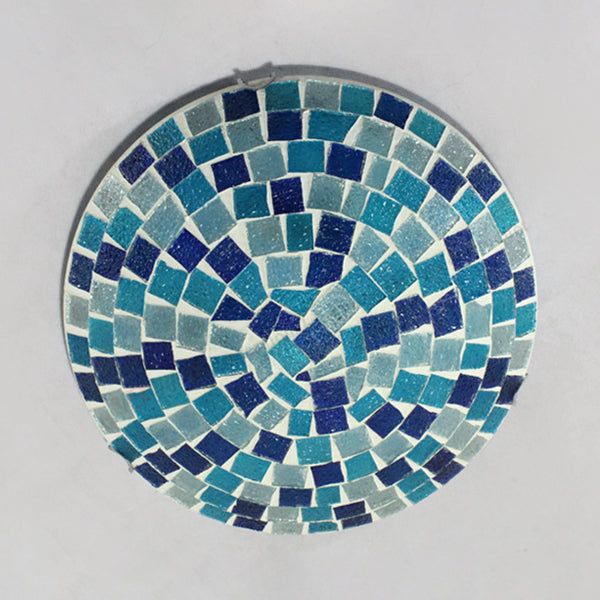 Blue Round Ceiling Light Fixture 12"/16" Width Tiffany Mosaic Glass 1 Bulb Flush Mount Ceiling Light Clearhalo 'Ceiling Lights' 'Close To Ceiling Lights' 'Close to ceiling' 'Glass shade' 'Glass' 'Semi-flushmount' 'Tiffany close to ceiling' 'Tiffany' Lighting' 26912