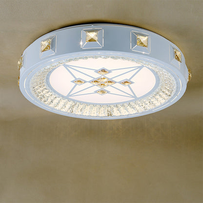 White Concave Crystal Flush Light Modern Stylish Carved Flower/Sun/Rhombus LED Ceiling Light in Remote Control Stepless Dimming/3 Color Light White 3 Color Rhombus Clearhalo 'Ceiling Lights' 'Close To Ceiling Lights' 'Close to ceiling' 'Flush mount' Lighting' 269174