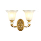 Gold Finish 1/2-Bulb Wall Lamp Classic Style Milky Glass Petal Wall Sconce Fixture for Corridor Clearhalo 'Wall Lamps & Sconces' 'Wall Lights' Lighting' 269905