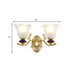 1/2-Bulb Sconce Light Fixture with Petal Shade Frosted Glass Traditional Stylish Bedroom Wall Mounted Light in Gold Clearhalo 'Wall Lamps & Sconces' 'Wall Lights' Lighting' 269926