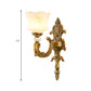 Vintage Style Petal Sconce Light Fixture 1/2-Light Opal Glass Wall Mounted Lamp in Brass for Bedroom Clearhalo 'Wall Lamps & Sconces' 'Wall Lights' Lighting' 270136